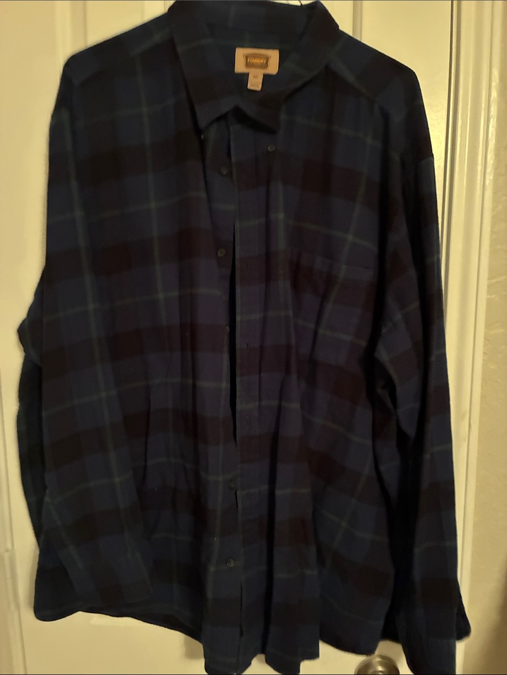 Foundry Men's Dark Blue & Black Plaid Flannel Button-Down Shirt
